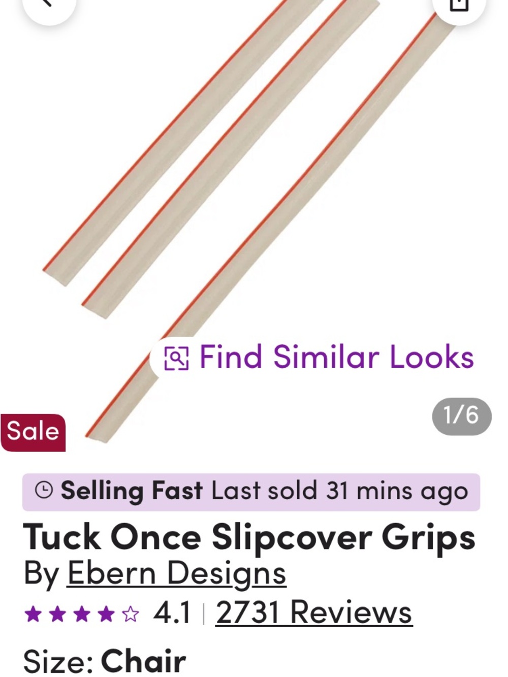 Ebern Designs Slipcover Grips in Cream with Red Edge